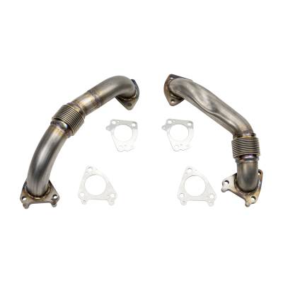 Wehrli Custom Fabrication - 2001-2004 LB7 Duramax 2" Stainless Single Turbo Up Pipe Kit for OEM or WCFab Manifolds w/ Gaskets