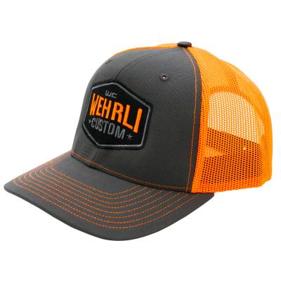 Wehrli Custom Fabrication - Snap Back Hat Charcoal/Neon Orange Badge
