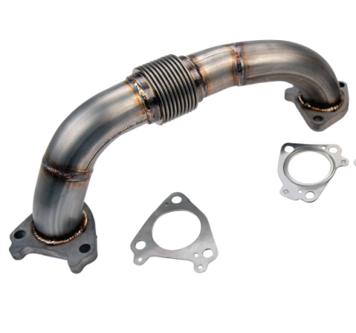Wehrli Custom Fabrication - 2001-2016 Duramax 2" Stainless Driver Side Up Pipe for OEM or WCFab Manifold with Gaskets