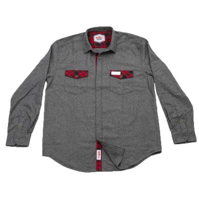 Wehrli Custom Fabrication - Men's Flannel - Grey with Red Buffalo Plaid Accents, Limited Edition