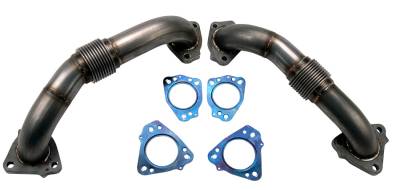 Featured Categories - Down Pipes & Up Pipes - Wehrli Custom Fabrication - 2017-2023 L5P Duramax 2" Stainless Up Pipe Kit for OEM Manifolds w/ Gaskets