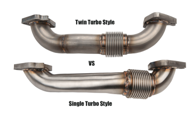 Wehrli Custom Fabrication - 2001-2004 LB7 Duramax 2" Stainless Twin Turbo Up Pipe Kit for OEM or WCFab Manifolds w/ Gaskets - Image 2