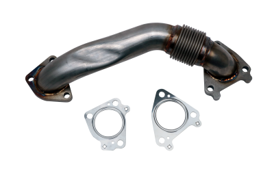 Wehrli Custom Fabrication - 2001-2004 LB7 Duramax 2" Stainless Single Turbo Style Pass Side Up Pipe for OEM or WCFab Manifold with Gaskets