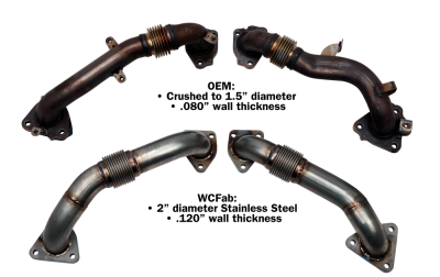 Wehrli Custom Fabrication - 2017-2022 L5P Duramax 2" Stainless Up Pipe Kit for OEM Manifolds w/ Gaskets - Image 2