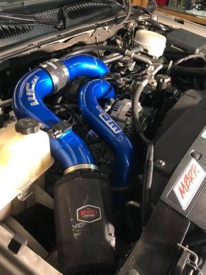 Candy Blue, shown with optional Intercooler pipe for Factory Y-Bridge