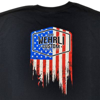 Wehrli Custom Fabrication - Men's T-Shirt- Flag Logo Black - Image 3