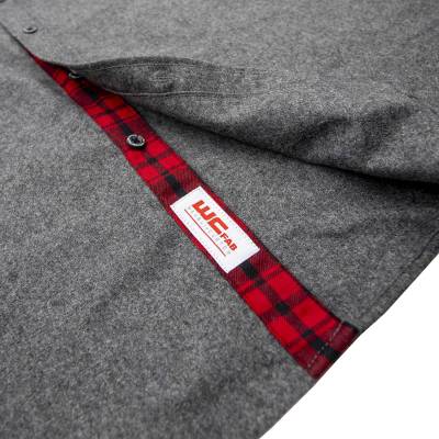 Wehrli Custom Fabrication - Men's Flannel - Grey with Red Buffalo Plaid Accents, Limited Edition - Image 6