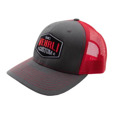 Apparel & Merchandise  - Hats - Wehrli Custom Fabrication - Snap Back Hat Charcoal/Red Badge