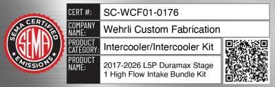Wehrli Custom Fabrication - 2020-2026 L5P Duramax Stage 1 High Flow Intake Bundle Kit - Image 6