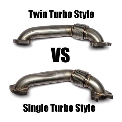 Wehrli Custom Fabrication - 2001-2004 LB7 Duramax 2" Stainless Twin Turbo Up Pipe Kit for OEM or WCFab Manifolds w/ Gaskets - Image 2