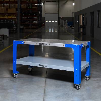 Stainless Top, Custom Legs, Grey Shelf