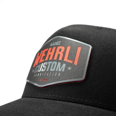 Wehrli Custom Fabrication - Snap Back Hat Black with Black and Red Chrome Badge - Image 3