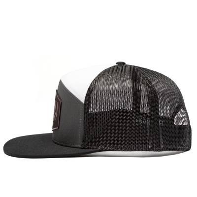 Wehrli Custom Fabrication - Snap Back Hat Charcoal, Black, and White with Black and Dark Red Badge - Image 4
