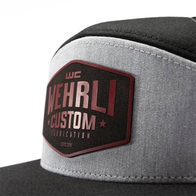 Wehrli Custom Fabrication - Snap Back Hat Heather Gray and Black with Black and Dark Red Badge - Image 3