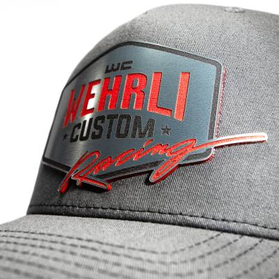 Wehrli Custom Fabrication - Snap Back Hat Charcoal and Black with Red Chrome Racing Badge - Image 2
